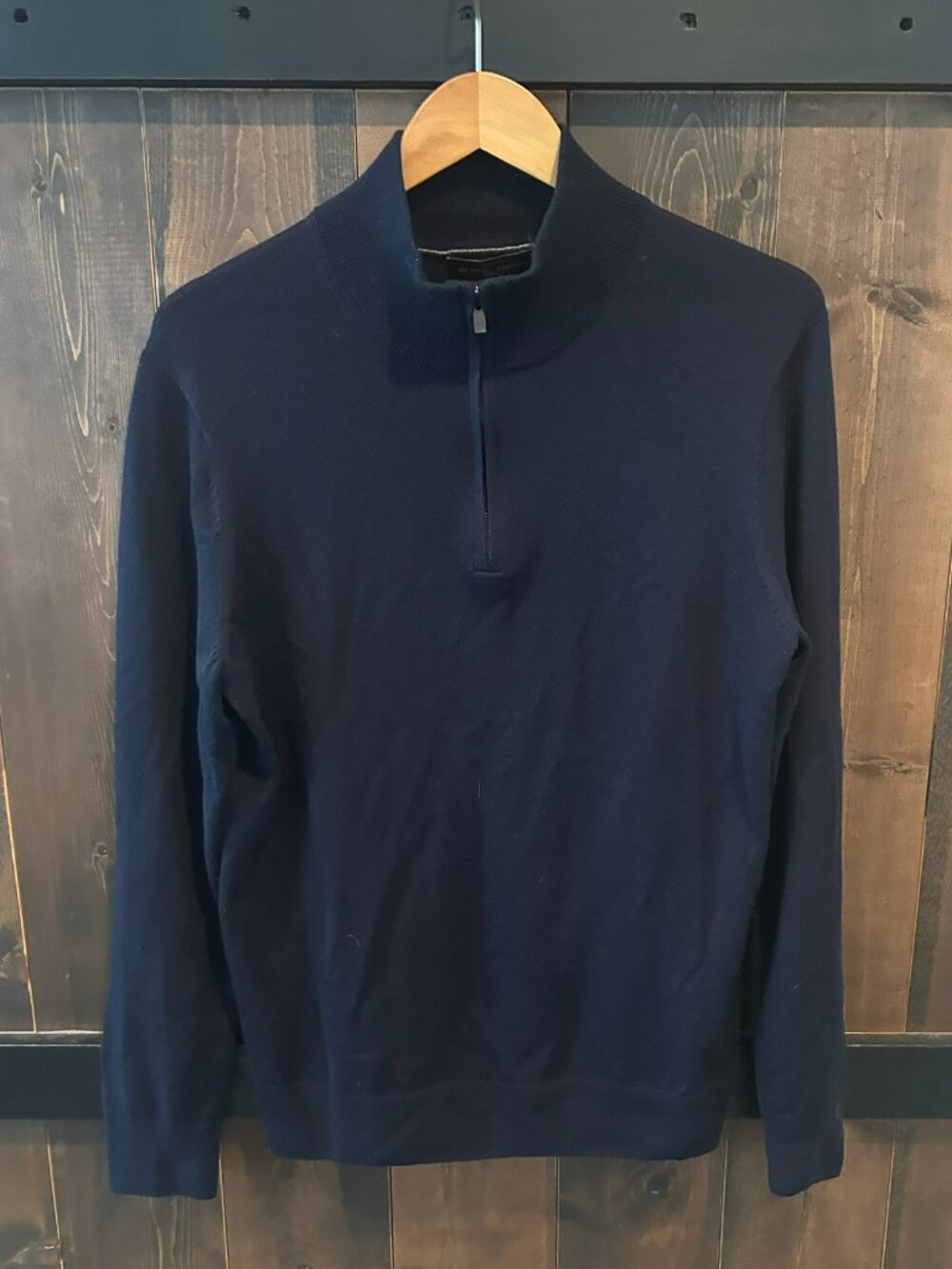 Black Brown 1826 Quarter Zip 100% Extra Fine Merino Wool Sweater Men's Size M